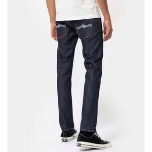 Nudie Jeans Thin Finn Dry Ecru Embo Indigo Slim Jeans Mens 33x34 33x31‎ Italy